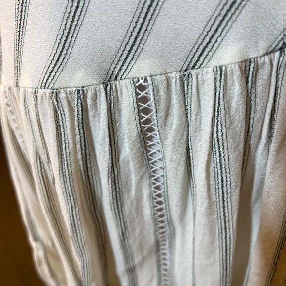 Reiss Women’s Dress Size 12 Sofia Flippy Striped Mini White Green Stripe - Picture 9 of 14